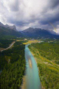 Bow River from the Air: Take your wedding guests on a Banff National Park helicopter tour!