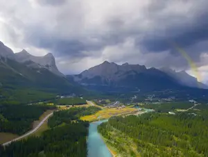 Bow River from the Air: Take your wedding guests on a Banff National Park helicopter tour!