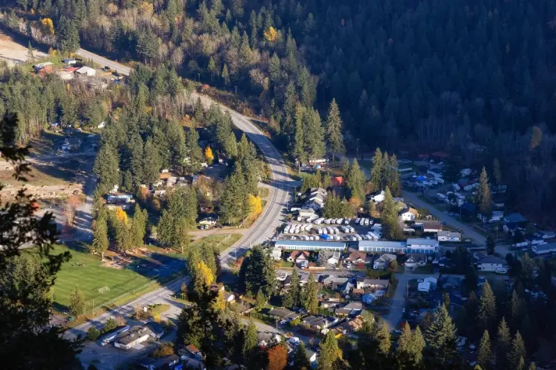 aerial residential iew of hope, british columbia, canada