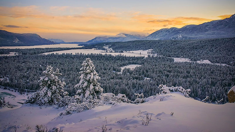 Fairmont Hot Springs sunset in winter