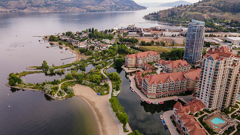 aerial view of Kelowna north lakeshore