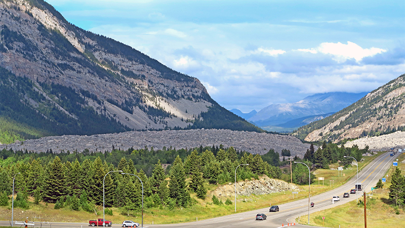 crowsnest pass and frank slide with Trans Canada Highway