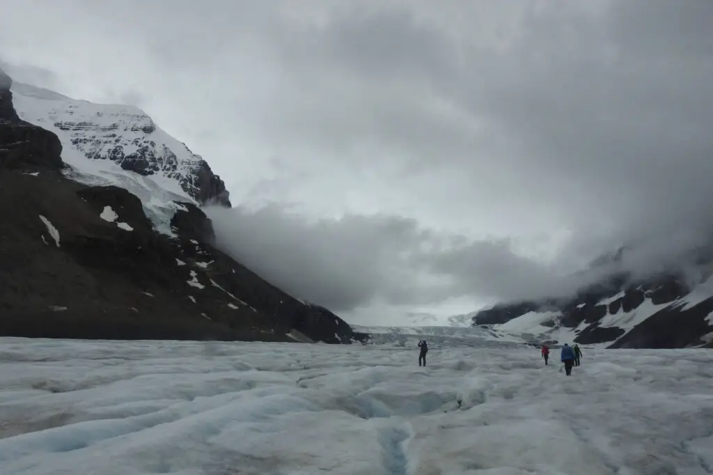 A guided tour on the Athabasca Glacier