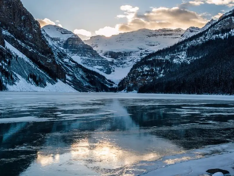 Icy Lake Louise in Banff National Park