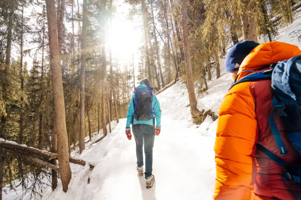 winter hiking in johnston canyon